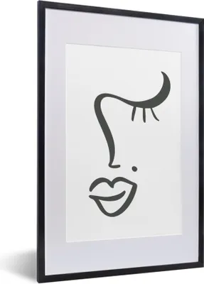 Produktbild von MuchoWow® Gerahmtes Poster Frau - Gesicht - Minimalismus 40x60 cm - Poster mit Schwarzem Bilderrahmen Wandposter Rahmen Foto Bilder - Poster in Rahmen