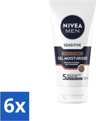 Produktbild von NIVEA MEN Sensitive Gesichtsgel Haut & Stoppeln 50 ml - Vorteilspack - 6 Stücke