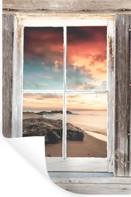 Produktbild von MuchoWow® Wandtattoo Wandsticker Wandaufkleber Durchblick - Holz - Strand 80x120 cm Selbstklebend und Repositionierbar - Repositionierbar - Wasser abweisend