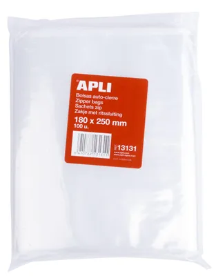Image de Apli sachets auto refermables 180x250mm ldpe transparent -100u-.