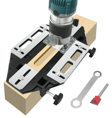 Produktbild von Türband Schablone - Holzfräsjig - Aluminiumlegierung - Einstellbare Frässchablone für Scharniertaschen - Für Holztüren - Für Schrank- und Küchentüren