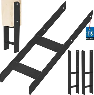 Produktbild von KOTARBAU® 2 Stk. H-Pfostenträger zum Einbetonieren 150mm/600mm aus verzinkter pulverbeschichteter Stahl Schwarz Pfostenanker Balkenschuhe Stützenfuß Pfostenschuh mit Betonanker Stahlträger Stahlanker