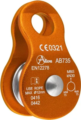 Umlenkrolle STANDARD PULLEY 30 kN von Aliens; orange; für Seile bis Ø 12 mm; mit maximaler Bruchlast von 30 kN.