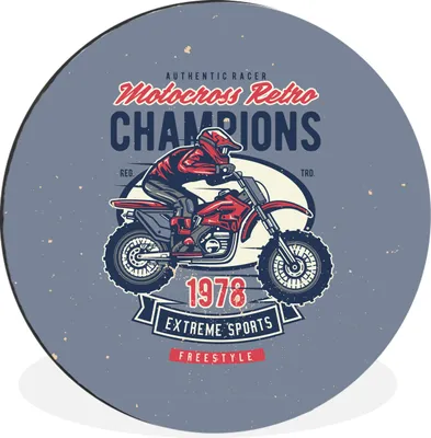 Produktbild von MuchoWow® Aluminium Wandkreis Mancave - Sport - Motocross - Retro Ø 30 cm Wanddeko Modern Wohnzimmer - Wand Bild - Wohnzimmer - Runde Bilder - Alubilder - Kunst für zu Hause - Aluminium - Wanddekoration