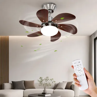 Image de ZMH Ventilateur de plafond avec lumière et télécommande Lumière silencieuse 6 pales 75 cm Timing Salon Salle d'étude Chambre d'enfant, Image générée par une IA