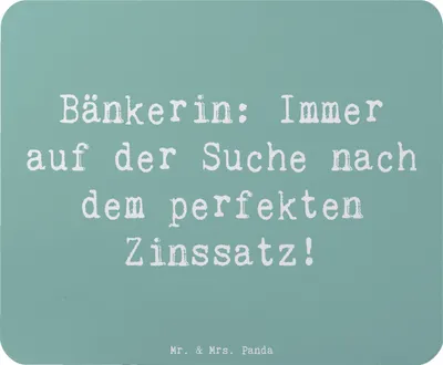 Produktbild von Mr. & Mrs. Panda Mousepad Spruch Bänkerin Zinssatz - Meeresbrise - Geschenk, Berufsprodukte, Geschenkidee, Handgefertigt, Berufsliebe, Mauspad, Liebevoll, Beruf, laptop