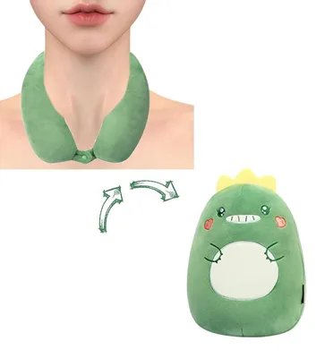 Immagine prodotto di Cuscino da viaggio a forma di U, modellabile, con motivo di dinosauro in peluche