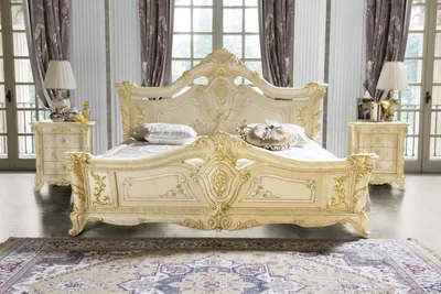 Produktbild von Klassisches Schlafzimmer Hotel Bett Barock Möbel Holz Betten Italien  Luxux