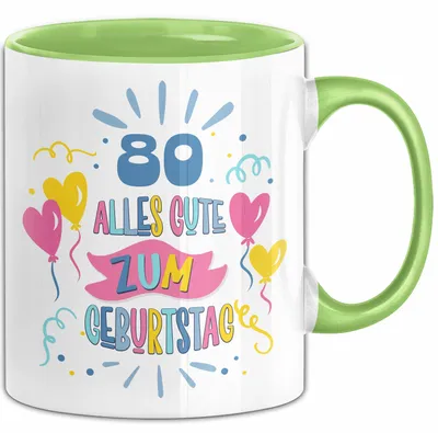 Produktbild von 80. Geburtstag Tasse Geschenk Männer Frauen Lustig Alles Gute Zum Geburtstag 80er Geburtstags Grüße Geschenkidee (Grün)