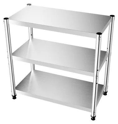 Produktbild von Küchenregal aus Edelstahl mit 3 Böden, Schwerlastregal 80x80x40cm für Garage, Werkstatt oder Lager