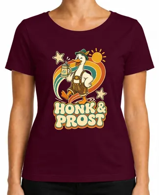 Imagen del producto de Camiseta para mujer con motivos de Gans, Lederhose, Bayern, cerveza y trajes tradicionales ("Trachtenshirt Dirndl Wiesn"), color burdeos, talla L