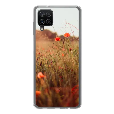 Produktbild von MuchoWow® Handyhülle Schutzhülle Hülle für Samsung Galaxy A12 Sonnenuntergang - Blumen - Rot Silikon Softcase Handy Hülle - Bild