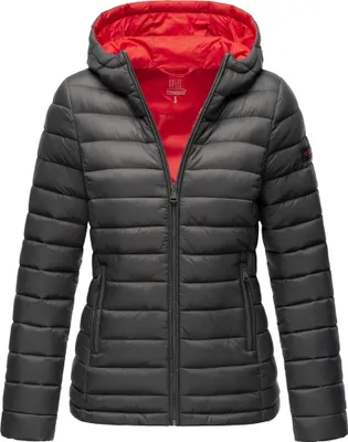Produktbild von Marikoo Lucy Damen Leichte Steppjacke mit Kapuze Übergangsjacke Outdoor Anthrazit Gr. 36 - S