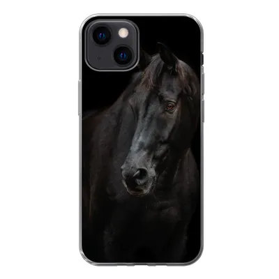 Produktbild von MuchoWow® Handyhülle Schutzhülle Hülle für iPhone 13 mini Pferd - Leicht - Schwarz Silikon Softcase Handy Hülle - Softcase