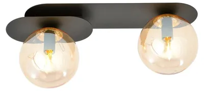 Obrázek produktu pro Závěsné svítidlo Plaza z černé oceli a jantarového skla