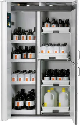 Produktbild von Sicherheitsschrank Typ 90 - Trennwand - ca. 2 x 1,2 x 0,6 m (HxBxT) - Fachböden - lichtgrau - Stahl