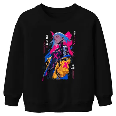 Obrázok produktu pre Budúca rebelka, cyborg, anime, Japonsko, štýl rokov 2000, mikina s kapucňou, čierna, veľkosť 116