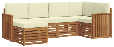 Produktbild von vidaXL Outdoor-Sofagarnitur 6 stk. Natur und Creme Polyester