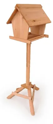 Produktbild von Relaxdays Vogelfutterhaus mit Ständer, Tannenholz, Garten, Balkon & Terrasse, Vogelhaus HBT: 107 x 32 x 27 cm, orange