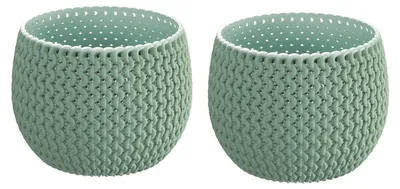 Produktbild von ProsperPlast Nitly Rundes Pflanzgefäß mit Splofy Bowl Kunststoffbehälter in Farbe Salbei (L) x 18 (B) x 13 (H) cm