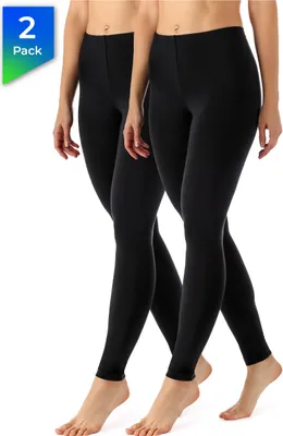 Produktbild von Merry Style Damen Lange Leggings aus Viskose 2 Pack MS10-143 (Schwarz/Schwarz, XS)