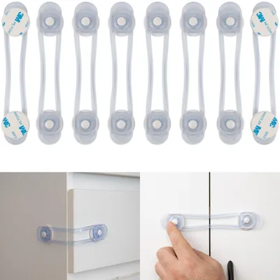 Imagen del producto de Kinderslot transparente, 8 unidades, con adhesivo, para muebles
