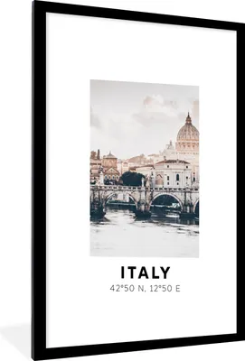 Produktbild von MuchoWow® Gerahmtes Poster Rom - Italien - Sommer - Skyline 60x90 cm - Poster mit Schwarzem Bilderrahmen Wandposter Rahmen Foto Bilder - Dekoration - Wandposter Wohnzimmer - Hochwertig