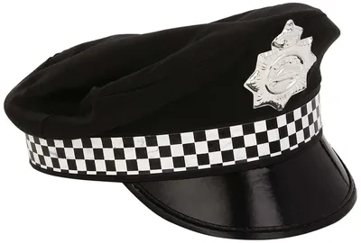 Polizeihut Kostümhut schwarz-weiß, Erwachsene, Karneval