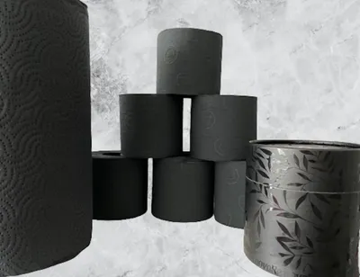 Produktbild von VIVA BLACK - LUXURY Set 3tlg. deSIGN WC Papier geprägt - XXL Handtuchrolle / Küchenrolle - Taschentuch / Kosmetik Zupfbox - color your Life