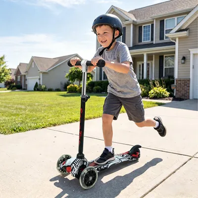 Image de Trottinette pour enfants, réglable en hauteur, roues à LED, jusqu'à 40 kg, à partir de 2 ans