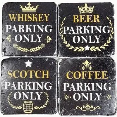 Produktbild von Untersetzer Stein Set - 4 teilig im Antik Look - Whisky Scotch Beer Coffee