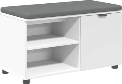 Produktbild von vidaXL Flurbank mit Kissen mit Regal mit Speicher Weiß 80 x 38 x 46 cm