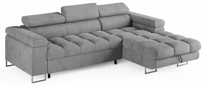 Produktbild von ECKSOFA CLOUD Rechts Grau L-Form Velours-Stoff mit Schlaffunktion und Bettkasten