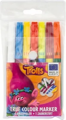 Produktbild von Trolls Fasermaler / 6 Fasermaler + Zaubermarker