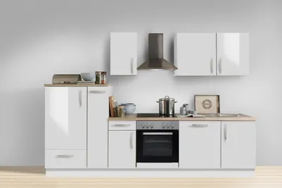 Produktbild von Küchenzeile mit Elektrogeräten White Premium Lack Weiß 300 cm