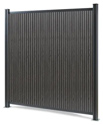 Produktbild von Gartenzaun 'Grassano' Sichtschutzzaun mit 2 Pfosten Startermodul 185 x 180 cm witterungsbeständig WPC Grau
