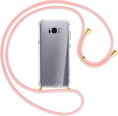 Produktbild von Handykette Backcover-Schutzhülle mit Band (Metall goldfarben) für Samsung Galaxy S8 Plus - rosa