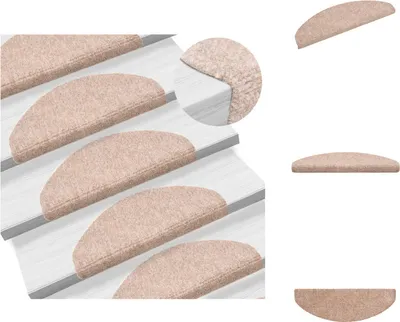 Immagine prodotto di vidaXL 15 pezzi tappetini autoadesivi per scale in pile agugliato 65x21x4cm marrone - Tappetini per scale
