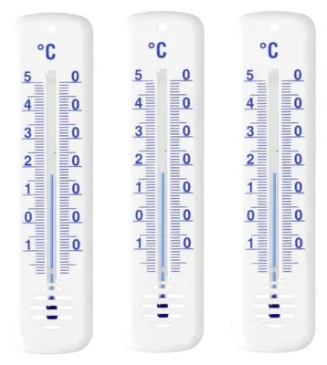 Produktbild von 3 Stück Set Außen Garten Innen Thermometer Hauswand Außenthermometer Kunststoff  14cm in Weiß Temperatur -25 bis 50°C Analog Gartenthermometer