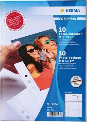 Zdjęcie produktu dla HERMA 7584, 90 x 130 mm, Przezroczysty, Biały, Polipropylen (PP), Portret, 230 mm, 310 mm