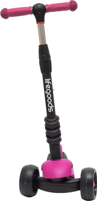 Produktbild von LifeGoods MultiRider Kinderroller - Roller 3-8 Jahre - Höhenverstellbarer Sitz - Leuchtende LED-Räder - Jungen/Mädchen - Rosa