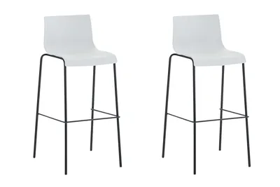 Produktbild von TPFLiving 2er Set Barhocker Hope 4-Fuß Gestell schwarz Kunststoff Weiß