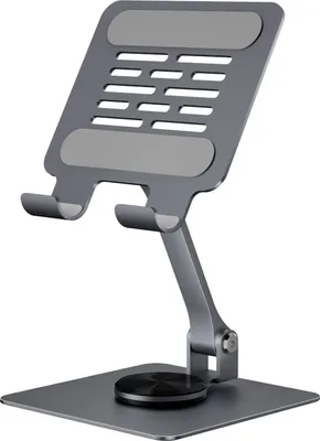 Produktbild von Tablet-Staenderhalter, faltbare Konstruktion Kohlenstoffstahl, Schreibtischstuetze aus Aluminiumlegierung fuer iPad mit 360¡ã-Drehung, Kuehlfunktion und einstellbaren Winkeln