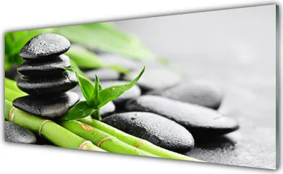 Produktbild von Acrylglasbilder 125x50 Wandbild Druck Bambusrohre Steine Pflanzen