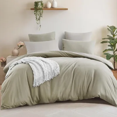 Productafbeelding van Dekbedovertrek met 2 kussenslopen, 240x260 cm, taupe/beige