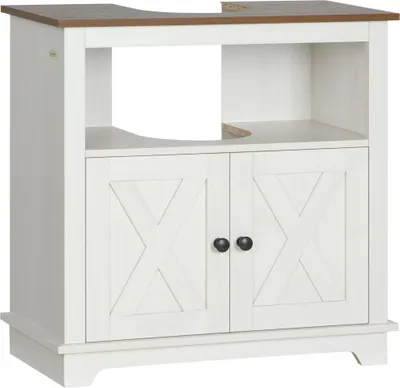 Produktbild von Kleankin Waschtischunterschrank, Unterschrank, Abstellschrank für Waschbecken – Nische und Doppeltürschrank, 60 x 30 x 60 cm, Weiß