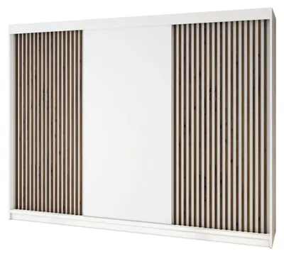Produktbild von Schwebetürenschrank IOSA 200 cm, Kleiderschrank mit 3D-Lamellen – Premium mit 4 Schubladen