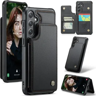 Produktbild von Samsung Galaxy S25 Hülle - CaseMe C22 Back Cover mit Kartenfach - Schwarz