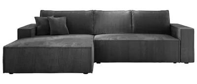 Produktbild von E-ZIMPAZ Ecksofa COBRA S mit Schlaffunktion und Bettkasten, Stilvoll Eckcouch L-Form, Cordstoff, Holzkonstruktion, Seite Links Grau POSO 34