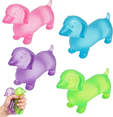 Produktbild von 4 Stück Hund Squishy Fidget Toys , Lustiger Dackel Stressball Taba Squishy Set, Anti Stress Spielzeug, Sensorik Spielzeug für Party Mitgebsel